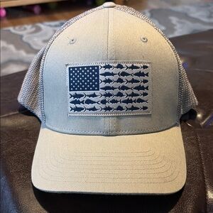 Gray and Blue Fish Flag Trucker Hat